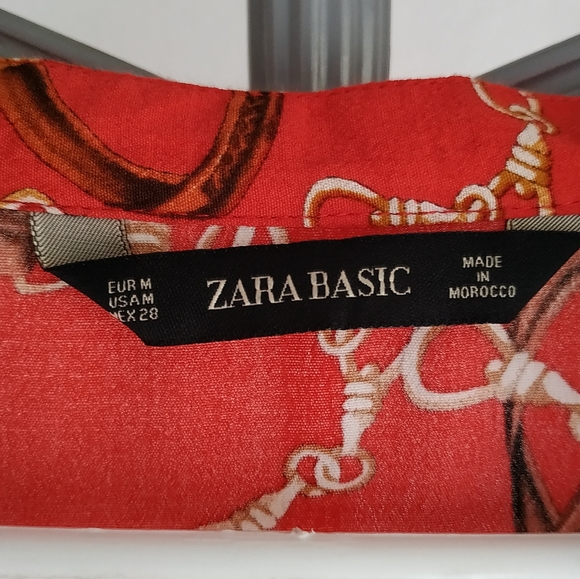 Zara Red Chain print shirt Dress - Picture 3 of 12